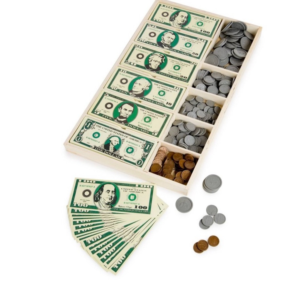 Lakeshore Toy Cash Register with Play Money and Melissa and Doug Play Money Set. - Picture 3 of 12